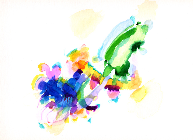 Kirsten K&ouml;tter: Site-specific painting, Malerei vor Ort, Sp&auml;tsommer 2003, Aquarell, 30 &times; 40 cm