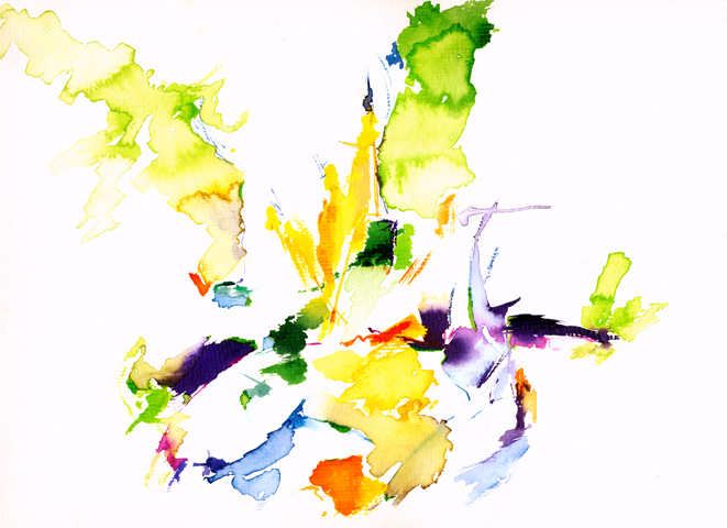 Kirsten K&ouml;tter: Site-specific painting, Malerei vor Ort, vor 2000 / Mai 2003, Aquarell, 24 &times; 32 cm