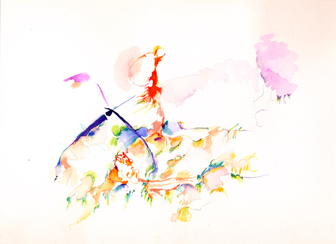 Kirsten K&ouml;tter: Site-specific painting, Malerei vor Ort, 2003, Aquarell, 24 &times; 34 cm