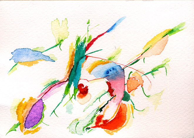 Kirsten K&ouml;tter: Site-specific painting, Malerei vor Ort, 2003, Aquarell, 12 &times; 17 cm