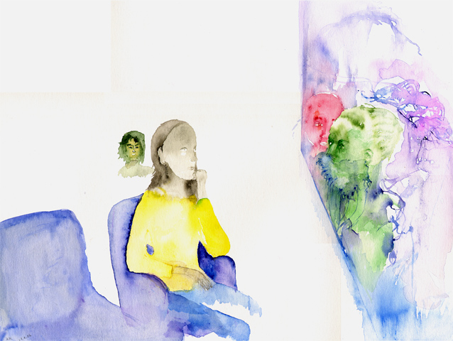 Kirsten K&ouml;tter: Gespenster, 2006, Aquarell, 30 &times; 40 cm