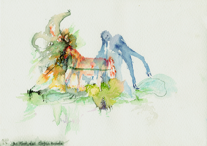 Kirsten K&ouml;tter: Das Pferd, das singen konnte, 18.07.2007, Aquarell, 17 &times; 24 cm