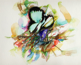 Painting Site specific: Uni-Campus Bockenheim, Frankfurt , 20.06.04, Aquarell, 30 x 40 cm, Fotografie, Text, Karte - Kirsten K&ouml;tter, Malerei vor Ort