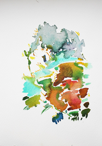 Kirsten K&ouml;tter: Site Specific Painting, Malerei vor Ort, Wintersonne (W&auml;rmebild), Tiergarten Berlin, 30.12.2013, Aquarell, 24 &times; 17 cm, 52.502658° N / 13.531392° O