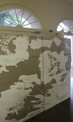 Klimawandel / Climate Change, Kreidegrund auf ungrundierter Leinwand / Gesso on unprimed Canvas, 26.-28.6.2015, 48-Stunden-Neuk&ouml;lln, Albert-Schweitzer-Schule, von Kirsten K&ouml;tter