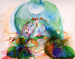 Kirsten K&ouml;tter: Buddha, 2004, Aquarell, 30 x 40 cm